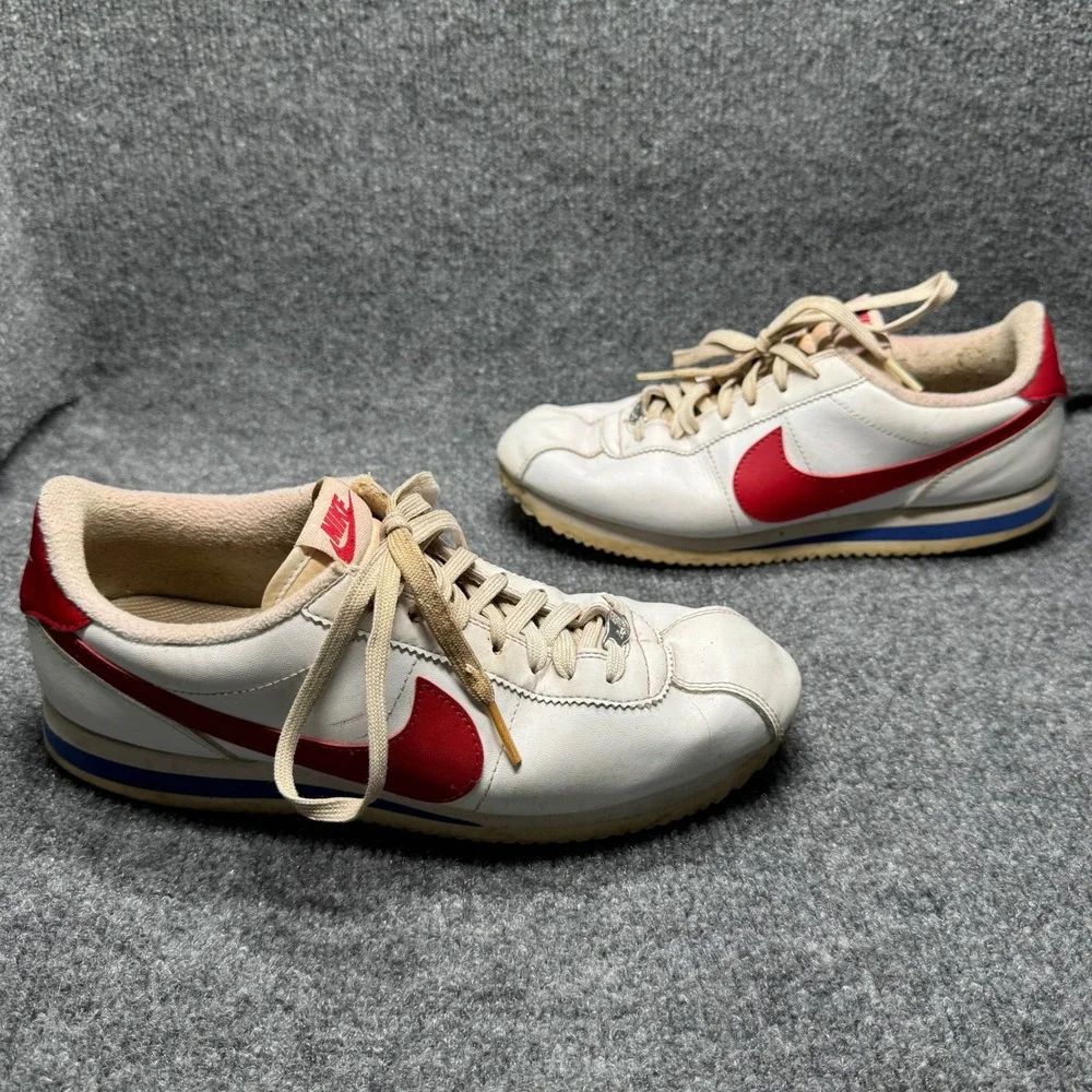 Nike Cortez Basic Mens 9 White Red Blue Forrest Gump Retro Sneakers 819719-103